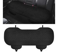 HIAHXC Linen Back Car Seat Cover,Anti-Slip Bottom Rear Seat Cover with Storage Pockets,Comfortable Breathable Rear Seat Cushion Pad Mat,Back Bench Protector Universal for Most Vehicles (Black)