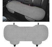 HIAHXC Linen Back Car Seat Cover,Anti-Slip Bottom Rear Seat Cover with Storage Pockets,Comfortable Breathable Rear Seat Cushion Pad Mat,Back Bench Protector Universal for Most Vehicles (Grey)