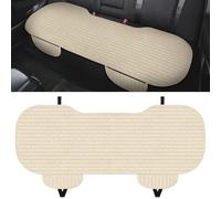 HIAHXC Linen Back Car Seat Cover,Anti-Slip Bottom Rear Seat Cover with Storage Pockets,Comfortable Breathable Rear Seat Cushion Pad Mat,Back Bench Protector Universal for Most Vehicles (Beige)