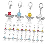 HIAKDOFT 1 Box Guardian Angel Craft Beads Box with Pearl Charms for Jewelry Making Multi-functional Angel Pendants for Bracelets Necklaces Keychains -ready Packaging for DIY Random Color