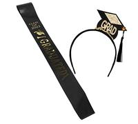 HIAKDOFT 1 Set Graduation Party Sash Mini Cap Headband Set Decorative Graduation Sash for Celebrations Photo Props and Party Supplies