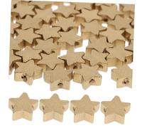 HIAKDOFT 100 Pcs DIY Pentagram Wood Golden Star Discs with Hole Thick Smooth Wooden Craft Embellishments for Hanging Pendants Mathematics Teaching Tools and Educational Supplies