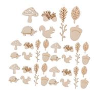 HIAKDOFT 100pcs DIY Unfinished Wooden Cutouts for Autumn Crafts Rustic Squirrel Acorn Mushroom Leaf Shapes Versatile Nature Themed Painting and Decorating Kit for Adults