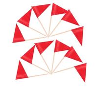 HIAKDOFT 100pcs Red Triangle Toothpick Flags for Food Marking Mini Blank Stick Toppers for Cupcakes Cheese Fruit Appetizers Party Decorations Flags Picks