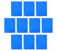 HIAKDOFT 10pcs A4 Plastic Document Organizer Folder with Blue Elastic Cord - Compact Travel and Student File Holder for Office, School, and Home Filing