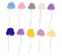 HIAKDOFT 10Pcs Adjustable Knitted Mini Chicken Hats Soft Woolen Yarn Pet Hat Adornments for Hens and Small Crawling Pets Festive Decorative Caps for Poultry and Reptiles