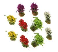 HIAKDOFT 10pcs Artificial Flower Tufts Simulation Grass Clusters for Railroad Diorama Miniature Landscape Model DIY Sand Table Decoration with Realistic Resin Shrub Colors