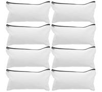 HIAKDOFT 10pcs Blank Canvas Pencil Pouch and Handheld Cosmetic Bag, Portable Zip Pen Case for Students and Artists, 21x12cm Multi-Purpose Storage for DIY Painting and Travel Supplies Random Color