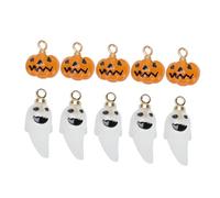 HIAKDOFT 10pcs Halloween Pumpkin Ghost Resin Pendants DIY Jewelry Making Charms for Necklaces Bracelets Earrings Craft Accessories Bulk