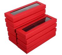 HIAKDOFT 10pcs Red Clear Pen Boxes with Transparent Window Lid Portable Pen Organizer and Storage Gift Boxes for Birthday Party Present