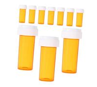 HIAKDOFT 10pcs Travel Pill Organizer Small Portable Tablet Bottle with Light-Resistant Protective Coating and Secure Cap for Medication Storage Refillable Plastic Dispenser for Daily Use