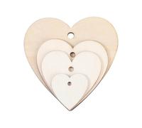 HIAKDOFT 110Pcs Heart-Shaped Unfinished Wood Slices with Holes, Mixed Sizes 30-80Mm, DIY Valentine Wood Craft Cutouts with 10M Jute Rope for Wedding and Romantic Decorations