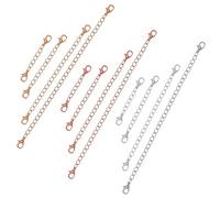 HIAKDOFT 12 Pcs Alloy Necklace Extenders with Silver Gold Rose Gold Chains Multi Jewelry Extenders for DIY Crafting Bracelet and Pendant Extension Accessories