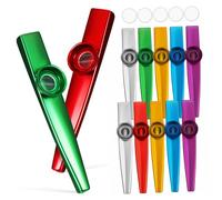 HIAKDOFT 12 Pcs Metal Kazoos with Replacement Membranes Lightweight Musical Kazoo Instruments for Adults Sound Performance Easy to Use Educational for Beginners and Guitar Partners