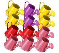 HIAKDOFT 12 Pcs Mini Watering Cans for Small Lightweight Iron Sprinkling Kettles Use Garden Watering Containers Multi-use for Plants Bath Photo Props and Desktop Storage Random Color