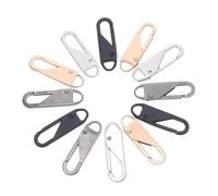HIAKDOFT 12pcs Alloy Zipper Pull Replacement Tabs Detachable with Spring Mechanism for Backpacks Luggage Clothing Smooth Operation Replacement Parts