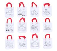 HIAKDOFT 12pcs DIY Graffiti Non-woven Tote Bags for Reusable Handbag Coloring Storage Bags Mixed Style Without Pen Creative Drawing Gift for Boys Random Color