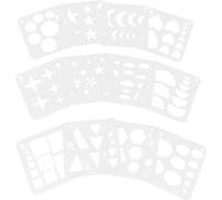 HIAKDOFT 12pcs Geometric Stencil Reusable Plastic Drawing Templates with Star and Flower Shapes for Artists Classroom DIY Craft Painting Tools