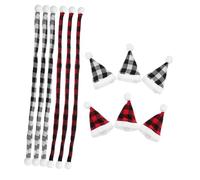 HIAKDOFT 12pcs Mini Christmas Hat and Plaid Scarf Set Reusable Lightweight Craft Accessories for DIY Snowman Dolls Tree Ornaments Holiday Party Decorations