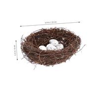 HIAKDOFT 12pcs Rattan Bird Nest Ornament with Realistic Nests and Speckled Bird Eggs for Easter Home Party Decoration DIY Crafts