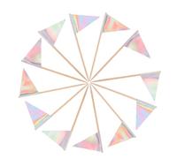 HIAKDOFT 12pcs Triangle Cake Flags Food Toothpick Picks for Cupcakes Cheese Platters Fruit Appetizers Decorative Cocktail Toothpicks for Birthday Weddings Parties and Casual Gatherings