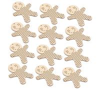 HIAKDOFT 12pcs Wooden Gingerbread Men Cross Stitch Blanks for DIY Crafts Natural Sturdy Ornaments Suitable for Embroidery and Crochet Mesh Christmas Decorations