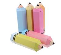 HIAKDOFT 12sets Pencil Shaped Candy Boxes Paperboard Treat Holders for Back to School Classroom Parties Spacious Favor Cases with Cards to Encourage Team Spirit and Student Interaction