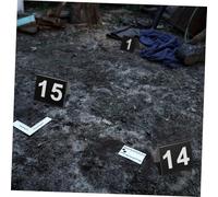 HIAKDOFT 15pcs Acrylic Double-sided Table Number Signs Black Background White Bold Numbers Multi-function Restaurant Table Markers Crime Scene Props Party Scene Evidence Markers