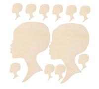HIAKDOFT 15pcs Blank Wooden Head Cutouts for DIY Crafting Unfinished African Female Face Wood Slices for Painting Drilling and Home Decor Projects
