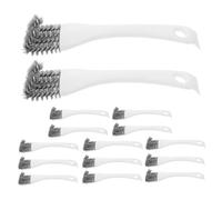 HIAKDOFT 15Pcs Long Handle Bird Cage Cleaning Brush Set with Scraper Double-Head Parrot Cage Scrubber and Perch Cleaner White with Gray Bristles and Bbq Grate Maintenance