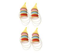 HIAKDOFT 16pcs Dog Cat Birthday Caps Mini Cone Party Hats with Pom Poms for Small Pets Puppies Kittens Stuffed Animals Comfortable Fit Non-irritating Materials Festive Decoration