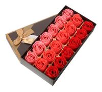 HIAKDOFT 18pcs Gradient Red Artificial Rose Soap Flower Box, Scented Floral Soap Petals Set for Women Bath, Wedding, Valentine’s Day, Birthday Present