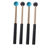 HIAKDOFT 2 Pairs Marimba Mallets with Handle, Tongue Drum Mallets Percussion Sticks Set, Black and Blue Wooden Drumsticks for Performance and Practice