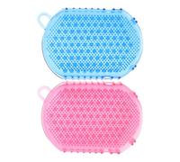 HIAKDOFT 2 Pcs Double-Sided PVC Massage Brushes for Household Bath with Multi-Row Stepped Scrubbers and Easy to Clean Gloves for Deep Meridian Stimulation and Relaxing Body Massage