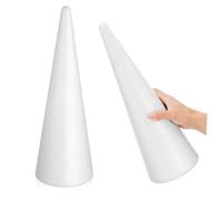 HIAKDOFT 2 Pcs Foam Craft Cones Cone Centerpieces for DIY Art Projects Lightweight Durable Foam Tree Shapes for Holiday Decor Floral Arrangements School Crafts