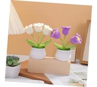 HIAKDOFT 2 Pcs Handmade Crochet Flower Ornament Knitted Artificial Lily Valley Bonsai Decor for Car Dashboard Desktop Easy Maintenance Natural Look Versatile Home Office Decoration