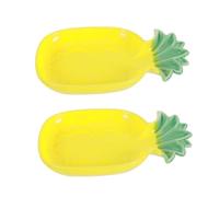 HIAKDOFT 2 Pcs Pineapple Shaped Ceramic Small Animal Food Bowls Pet Feeder Dish for Hamsters Rabbits Hedgehogs Cute Feeding Station