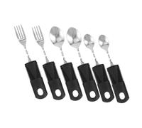 HIAKDOFT 2 Sets Adaptive Weighted Utensils for Elderly and Disabled Shaking Bendable Fork and Spoon with Large Non Slip Handles Lightweight Ergonomic Tableware for Easy Grip and Eating