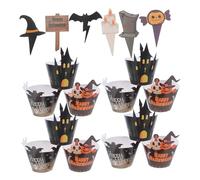 HIAKDOFT 2 Sets Cupcake Cup With Halloween Picks: 2025 Pumpkin Spider Ghost Skull Pattern Baking Cups Muffin Liners For Party Decorations Supplies