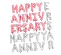 HIAKDOFT 2 Sets Happy Anniversary Aluminum Foil Balloons Wedding Balloon Decor for Romantic Celebrations Quick Inflate Anniversary Party Photo Prop Silver Rose Gold