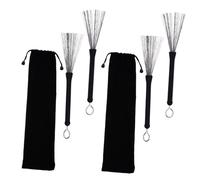 HIAKDOFT 2 Sets Stainless Steel Wire Drum Brushes with Bag Metal Drum Brush for Jazz Percussion Equipment for Musicians