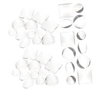 HIAKDOFT 200pcs Clear Glass Dome Cabochons DIY Craft Materials for Fridge Magnets Label Stickers Organizing Photos and Light Objects Includes Half Sphere Square Shapes