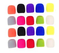HIAKDOFT 20pcs Microphone Windscreen Sponge Covers Thickened Elastic Mic Protector Sleeves Anti-spray Wind Muff for Ktv Stage Recording Noise Reduction Reusable