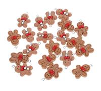 HIAKDOFT 20Pcs Mini Resin Gingerbread Man Pendants for Jewelry Making Adorable Gingerbread Man-shaped Charms for Necklace Accessories DIY Bracelet Earrings Keychain Craft Supplies