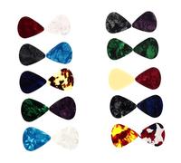 HIAKDOFT 20pcs Xylonite Guitar Picks with Mixed Thickness for Electric Acoustic Bass Ukulele Glossy Finish Finger Picks for Guitarists Nylon Material Protecting Fingers During Random Color