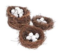 HIAKDOFT 24pcs Artificial Rattan Bird Nest with Nests and Simulation Bird Eggs Easter Party DIY Decor for Home Garden Office Bar and Photography Props