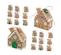 HIAKDOFT 24pcs Christmas Advent Calendar Boxes House Shaped Winter Cookie Boxes for Holiday Party Favors Reusable White Cardstock Easy to Assemble and Store