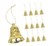 HIAKDOFT 24pcs Gold Christmas Bells Ornaments Plastic Jingle Bells with Smooth Surface Family-safe Hanging Decorations for Tree Door Mantel Holiday Party and DIY Crafts