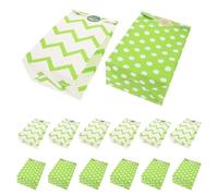 HIAKDOFT 24PCS St Patrick's Day Kraft Paper Shamrock Treat Bags Irish Green Party Favor Goodie Pouches for Candy, Snacks, and Holiday Wrapping Supplies