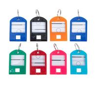 HIAKDOFT 25Pcs Portable Keychain Labels Tags with Flat Plastic Rings for Key Identification and Organization Reusable Key Tags for Hotels Luggage and Pet Collars